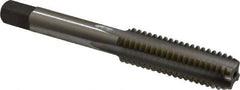 Hertel - 7/16-14 UNC 4 Flute Bright Finish High Speed Steel Straight Flute Standard Hand Tap - Bottoming, Right Hand Thread, 3-5/32" OAL, 1-7/16" Thread Length, H5 Limit - Exact Industrial Supply