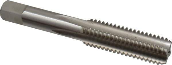 Hertel - 9/16-12 UNC 4 Flute Bright Finish High Speed Steel Straight Flute Standard Hand Tap - Bottoming, Right Hand Thread, 3-3/8" OAL, 1-21/32" Thread Length, H5 Limit - Exact Industrial Supply