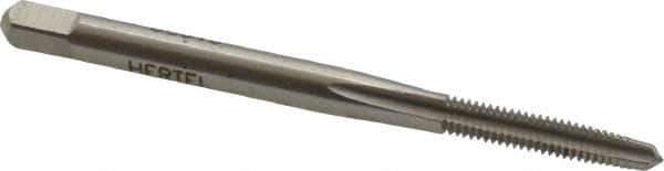 Hertel - #4-48 UNF 2B 3 Flute Bright Finish High Speed Steel Straight Flute Standard Hand Tap - Taper, Right Hand Thread, 1-7/8" OAL, H2 Limit - Exact Industrial Supply