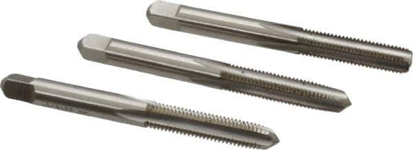 Hertel - 1/4-28 UNF, 4 Flute, Bottoming, Plug & Taper, Bright Finish, High Speed Steel Tap Set - 2-1/2" OAL, 2B/3B Class of Fit - Industrial Tool & Supply