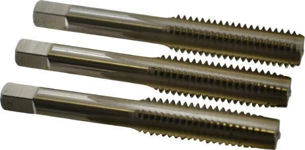 Hertel - 7/16-14 UNC, 4 Flute, Bottoming, Plug & Taper, Bright Finish, High Speed Steel Tap Set - 3-5/32" OAL, 2B/3B Class of Fit - Industrial Tool & Supply