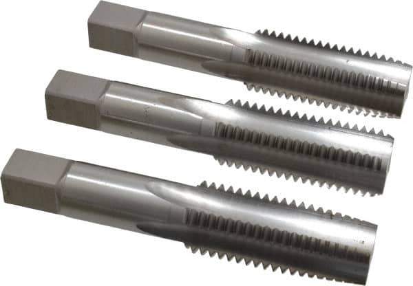 Hertel - 1-8 UNC, 4 Flute, Bottoming, Plug & Taper, Bright Finish, High Speed Steel Tap Set - 5-1/8" OAL, 2B/3B Class of Fit - Exact Industrial Supply