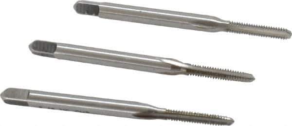 Hertel - #3-48 UNC, 3 Flute, Bottoming, Plug & Taper, Bright Finish, High Speed Steel Tap Set - 1-13/16" OAL, 2B/3B Class of Fit - Exact Industrial Supply