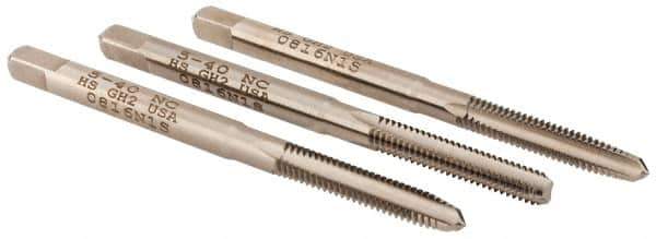 Hertel - #5-40 UNC, 3 Flute, Bottoming, Plug & Taper, Bright Finish, High Speed Steel Tap Set - 1-15/16" OAL, 2B/3B Class of Fit - Industrial Tool & Supply