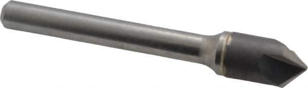 Hertel - 3/8" Head Diam, 1/4" Shank Diam, 3 Flute 90° Solid Carbide Countersink - Bright Finish, 2-1/2" OAL, Single End, Straight Shank, Right Hand Cut - Industrial Tool & Supply