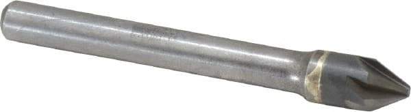 Hertel - 5/16" Head Diam, 1/4" Shank Diam, 6 Flute 60° Solid Carbide Countersink - Bright Finish, 2-1/2" OAL, Single End, Straight Shank, Right Hand Cut - Industrial Tool & Supply