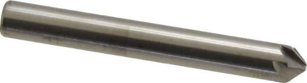 Hertel - 1/4" Head Diam, 1/4" Shank Diam, 6 Flute 90° Solid Carbide Countersink - Bright Finish, 2" OAL, Single End, Straight Shank, Right Hand Cut - Industrial Tool & Supply