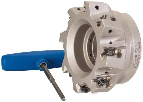 Iscar - 8 Inserts, 4" Cut Diam, 1-1/2" Arbor Diam, 0.642" Max Depth of Cut, Indexable Square-Shoulder Face Mill - 0/90° Lead Angle, 2" High, H490 AN.X 17 Insert Compatibility, Through Coolant, Series Helido - Industrial Tool & Supply