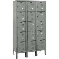 Hallowell - 15 Door, 5 Tier, Premium Box Lockers - Industrial Tool & Supply