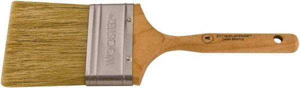 Wooster Brush - 3" Flat Hog Varnish Brush - 2-15/16" Bristle Length, 5-1/8" Maple Dowel Handle - Industrial Tool & Supply