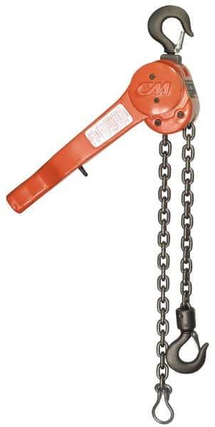 CM - 1,500 Lb Lifting Capacity, 5' Lift Height, Lever Hoist - Made from Chain, 45 Lb Avg Pull to Lift Rated Load - Industrial Tool & Supply