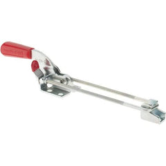 De-Sta-Co - 719 Lb Capacity, Horizontal, U Hook, Flanged Base, Carbon Steel Pull Action Latch Clamp - 1-3/4" Drawing Movement, 10-17/32" OAL, Threaded U Hook, Straight Handle - Industrial Tool & Supply
