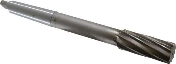 Interstate - 1-1/8" High Speed Steel 10 Flute Chucking Reamer - Spiral Flute, 3MT Morse Taper Shank, 2-7/8" Flute Length, 11" OAL - Industrial Tool & Supply