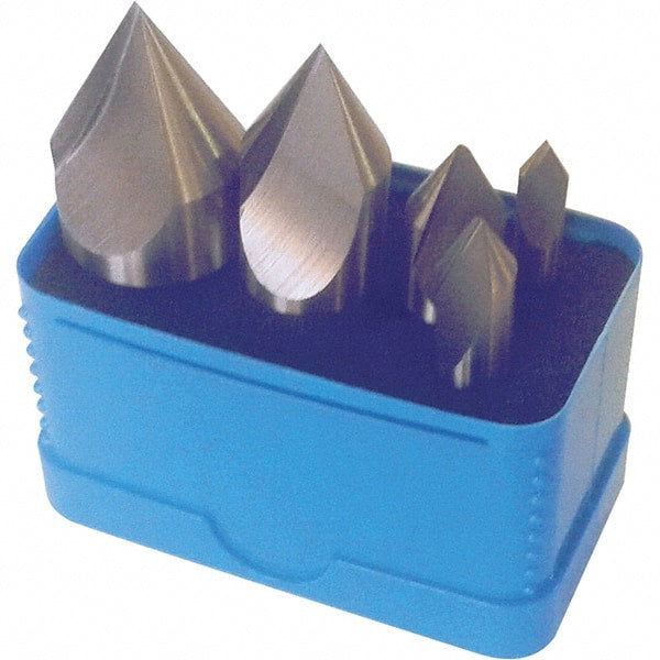 Interstate - 5 Piece, 1/4 to 1" Head Diam, 90° Included Angle, Single End Countersink Set - Industrial Tool & Supply