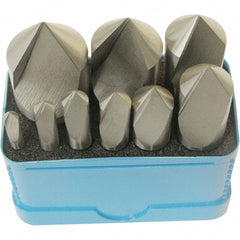 Interstate - 9 Piece, 3/16 to 1" Head Diam, 60° Included Angle, Single End Countersink Set - Industrial Tool & Supply