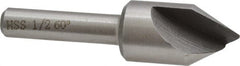 Interstate - 1/2" Head Diam, 1/4" Shank Diam, 1 Flute 60° High Speed Steel Countersink - Industrial Tool & Supply