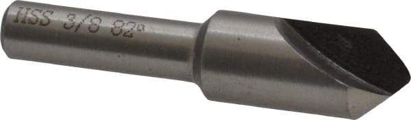 Interstate - 3/8" Head Diam, 1/4" Shank Diam, 1 Flute 82° High Speed Steel Countersink - Bright Finish, 1-3/4" OAL, Single End, Straight Shank, Right Hand Cut - Industrial Tool & Supply