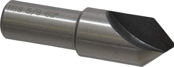 Interstate - 5/8" Head Diam, 1/2" Shank Diam, 1 Flute 82° High Speed Steel Countersink - Bright Finish, 2-1/4" OAL, Single End, Straight Shank, Right Hand Cut - Industrial Tool & Supply