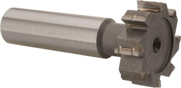 Made in USA - 1" Diam x 5/16" Face Width, Carbide-Tipped, 8 Teeth, Shank Connection Woodruff Keyseat Cutter - Uncoated, 2-5/16" OAL x 1/2" Shank, Straight Teeth, ANSI 1008, Old Standard B - Industrial Tool & Supply
