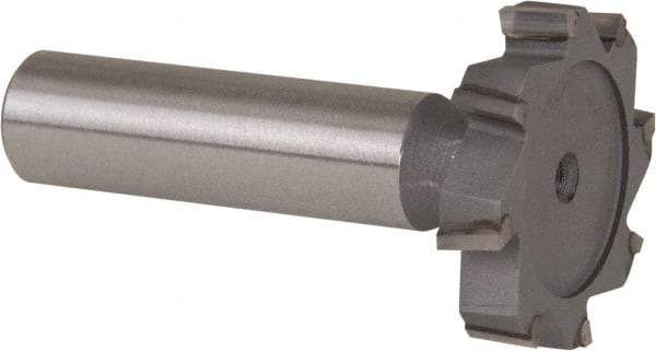 Made in USA - 1-1/4" Diam x 1/4" Face Width, Carbide-Tipped, 8 Teeth, Shank Connection Woodruff Keyseat Cutter - Uncoated, 2-1/4" OAL x 1/2" Shank, Staggered Teeth, ANSI 810, Old Standard 21 - Industrial Tool & Supply
