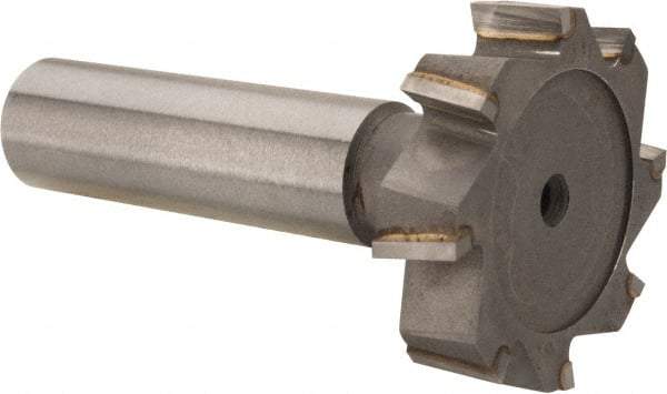 Made in USA - 1-1/4" Diam x 5/16" Face Width, Carbide-Tipped, 8 Teeth, Shank Connection Woodruff Keyseat Cutter - Uncoated, 2-5/16" OAL x 1/2" Shank, Staggered Teeth, ANSI 1010, Old Standard D - Industrial Tool & Supply
