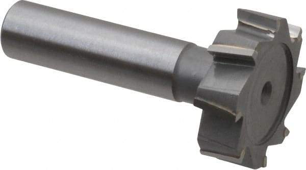 Made in USA - 1-1/4" Diam x 3/8" Face Width, Carbide-Tipped, 8 Teeth, Shank Connection Woodruff Keyseat Cutter - Uncoated, 2-3/8" OAL x 1/2" Shank, Staggered Teeth, ANSI 1210, Old Standard E - Industrial Tool & Supply