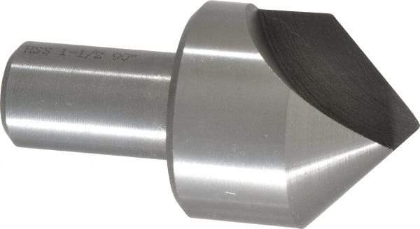 Interstate - 1-1/2" Head Diam, 3/4" Shank Diam, 1 Flute 90° High Speed Steel Countersink - Bright Finish, 2-7/8" OAL, Single End, Straight Shank, Right Hand Cut - Industrial Tool & Supply