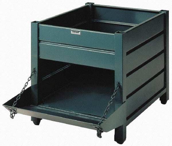Steel King - 32" Long x 40" Wide x 24" High Steel Bin-Style Bulk Storage and Transport Container with 1 Gate - 4,000 Lb. Load Capacity - Industrial Tool & Supply