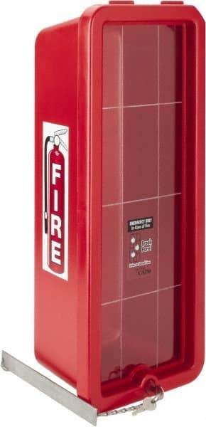 Made in USA - 10 Lb. Capacity, Surface Mount, Crystal Polystyrene Fire Extinguisher Cabinet - 9-1/4 Inch Wide x 23-1/4 Inch High x 7-1/4 Inch Deep, Red - Industrial Tool & Supply