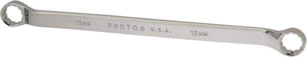 Proto - 12mm x 13mm 12 Point Offset Box Wrench - Double End, 8-7/8" OAL, Steel, Polished Finish, 7.5° Offset - Industrial Tool & Supply