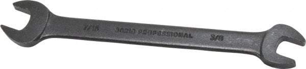 Proto - 3/8" x 7/16" Standard Open End Wrench - 5-7/8" OAL, Double End, Black Finish, 15° Head Angle - Industrial Tool & Supply