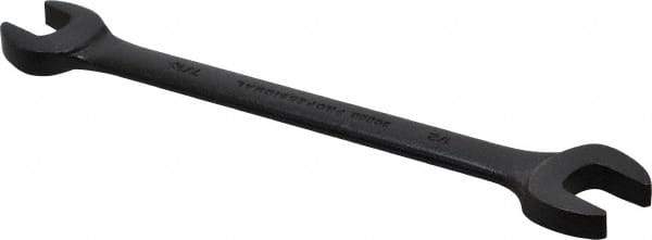 Proto - 7/16" x 1/2" Standard Open End Wrench - 6-7/16" OAL, Double End, Black Finish, 15° Head Angle - Industrial Tool & Supply