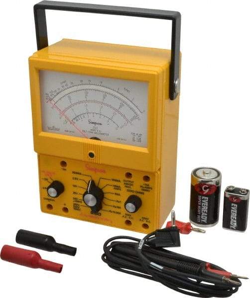 Simpson Electric - 12395, 1,000 VAC/VDC, Analog Manual Ranging Multimeter - 20 mOhm, Measures Voltage, Current, Resistance - Industrial Tool & Supply