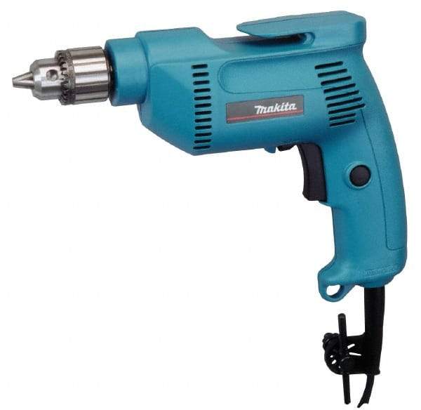 Makita - 3/8" Keyed Chuck, 2,500 RPM, Pistol Grip Handle Electric Drill - 4.9 Amps, 115 Volts, Reversible, Includes Chuck Key & Drill Chuck - Industrial Tool & Supply