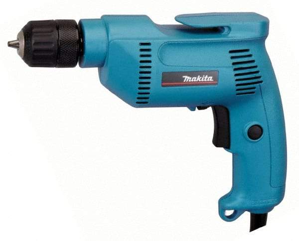 Makita - 3/8" Keyless Chuck, 2,500 RPM, Pistol Grip Handle Electric Drill - 4.9 Amps, 115 Volts, Reversible, Includes Keyless Chuck - Industrial Tool & Supply