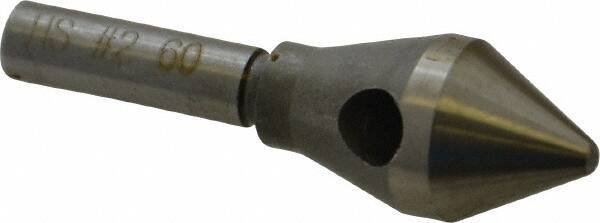 Interstate - 1/4" Shank Diam, 0 Flute 60° High Speed Steel Countersink - Bright Finish, Single End, Straight Shank, Right Hand Cut - Industrial Tool & Supply