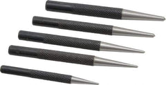 General - 5 Piece, 1/16 to 5/32", Center Punch Set - Round Shank, Comes in Vinyl Case - Industrial Tool & Supply
