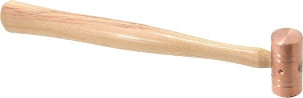Made in USA - 1/2 Lb Head 3/4" Face Copper Nonmarring Hammer - 10-1/2" OAL, Wood Handle - Industrial Tool & Supply