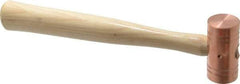 Made in USA - 1 Lb Head 1-1/4" Face Copper Nonmarring Hammer - 10-1/2" OAL, Wood Handle - Industrial Tool & Supply