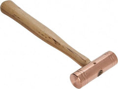 Made in USA - 1-1/2 Lb Head 1-1/4" Face Copper Nonmarring Hammer - 12" OAL, Wood Handle - Industrial Tool & Supply
