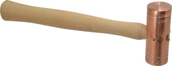 Made in USA - 2 Lb Head 1-1/2" Face Copper Nonmarring Hammer - 13" OAL, Wood Handle - Industrial Tool & Supply