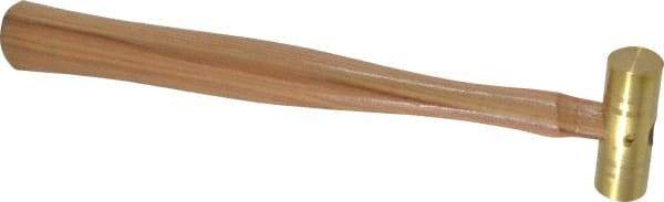 Made in USA - 1/4 Lb Head 3/4" Face Brass Nonmarring Hammer - 10-1/2" OAL, Wood Handle - Industrial Tool & Supply
