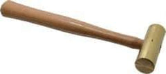 Made in USA - 1-1/2 Lb Head 1-1/4" Face Brass Nonmarring Hammer - 12" OAL, Wood Handle - Industrial Tool & Supply