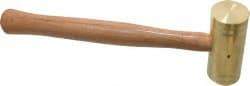 Made in USA - 3 Lb Head 1-3/4" Face Brass Nonmarring Hammer - 14" OAL, Wood Handle - Industrial Tool & Supply