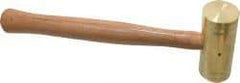 Made in USA - 3 Lb Head 1-3/4" Face Brass Nonmarring Hammer - 14" OAL, Wood Handle - Industrial Tool & Supply