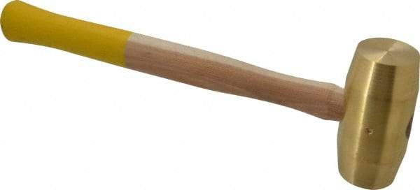 Made in USA - 5 Lb Head 1-7/8" Face Brass Nonmarring Hammer - 15" OAL, Wood Handle - Industrial Tool & Supply