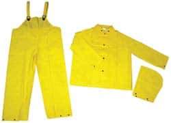 MCR Safety - Size XL, Yellow, Rain Three Piece Suit - 57" Chest, Detachable Hood, Take Up Snaps Ankle, Take Up Snaps Wrist - Industrial Tool & Supply