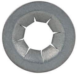 Made in USA - 17/32" OD, Spring Steel Push Nut - Zinc-Plated, 7/32" Shaft Diam - Industrial Tool & Supply