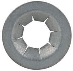 Made in USA - 17/32" OD, Spring Steel Push Nut - Zinc-Plated, 7/32" Shaft Diam - Industrial Tool & Supply