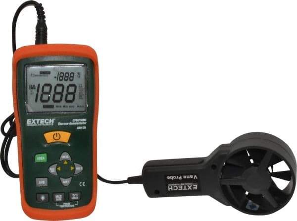 Extech - 0.4 to 30 m/Sec Air CFM and CMM Thermo Anemometer - 140°F Max - Industrial Tool & Supply